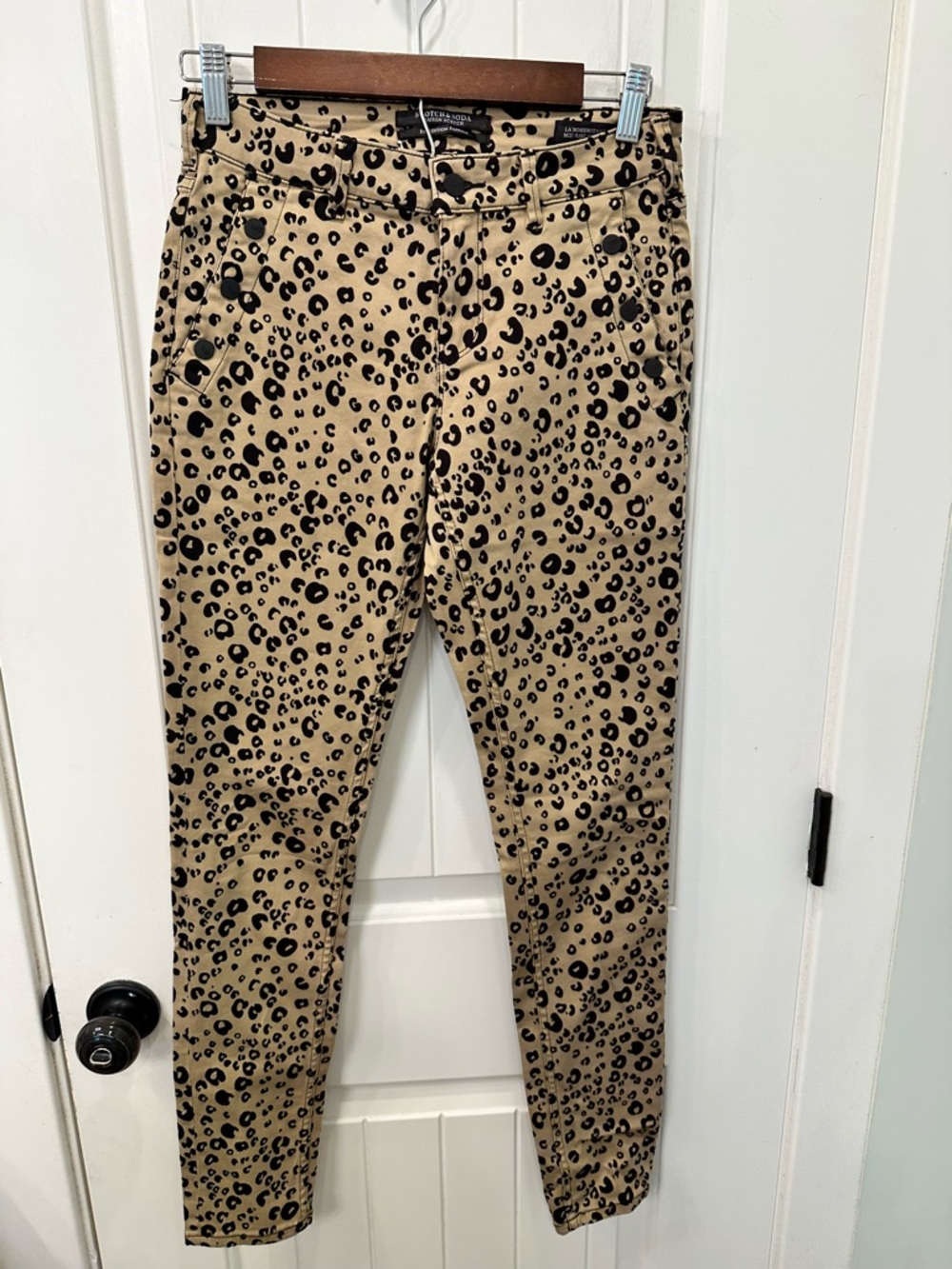Maison Scotch & Soda La Bohemienne Leopard Print Mid Rise Skinny Pants 27x32